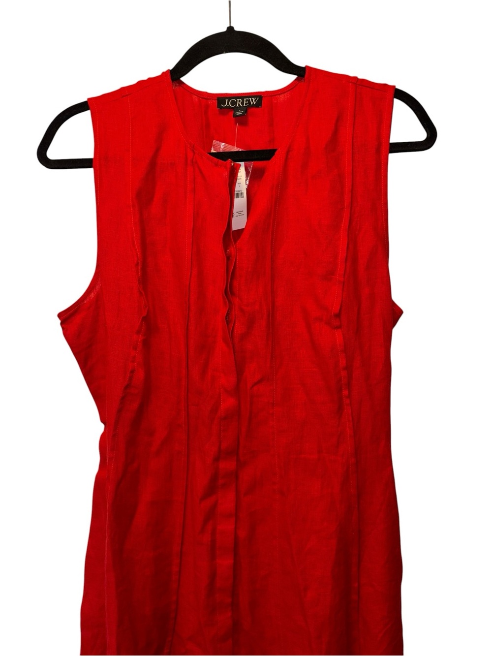 J Crew Seamed Linen Dress with Removable Belt in Red Arroyo Size Large NWT - Picture 7 of 16